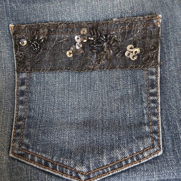 Harold's Blue Denim Jeans Embellished Back Pockets Flare Bootcut Size 12 Womens - Picture 10 of 14